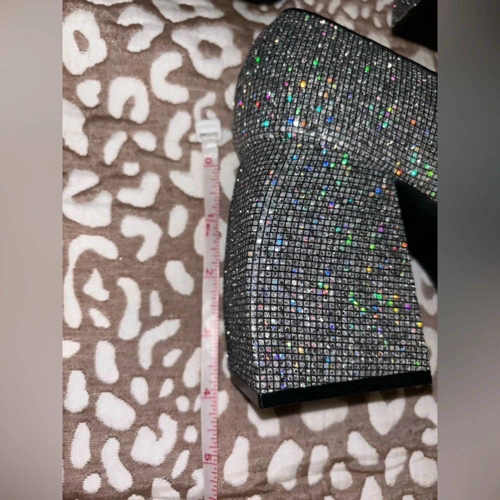 Gianni Bini chunky heel glitter pumps